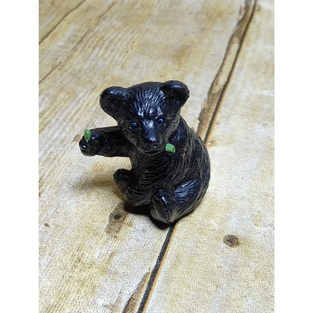 Vtg Rubber Black Bear Blue Eyes AAA 2 inch Cub (ebC)